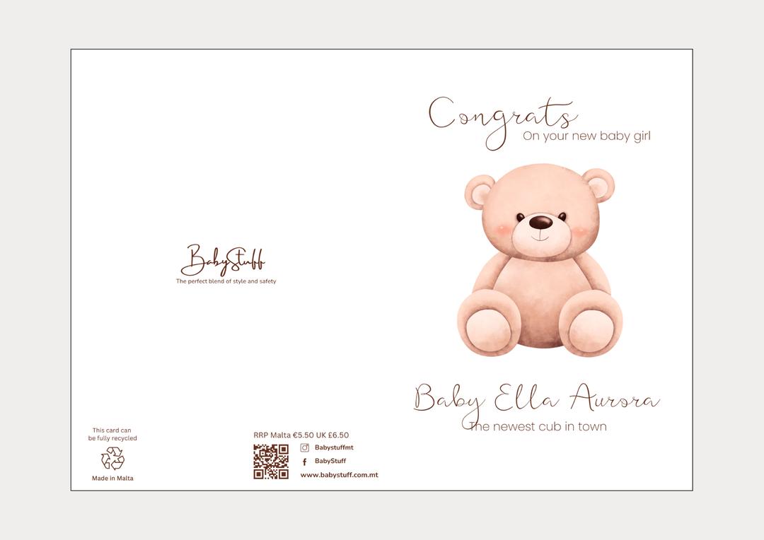 Hello World – Bear Edition Congratulations Card | Celebratory Cards by  – ["Celebratory Card","Hello World","New Arrival","Personalised"] from BabyStuff.com.mt