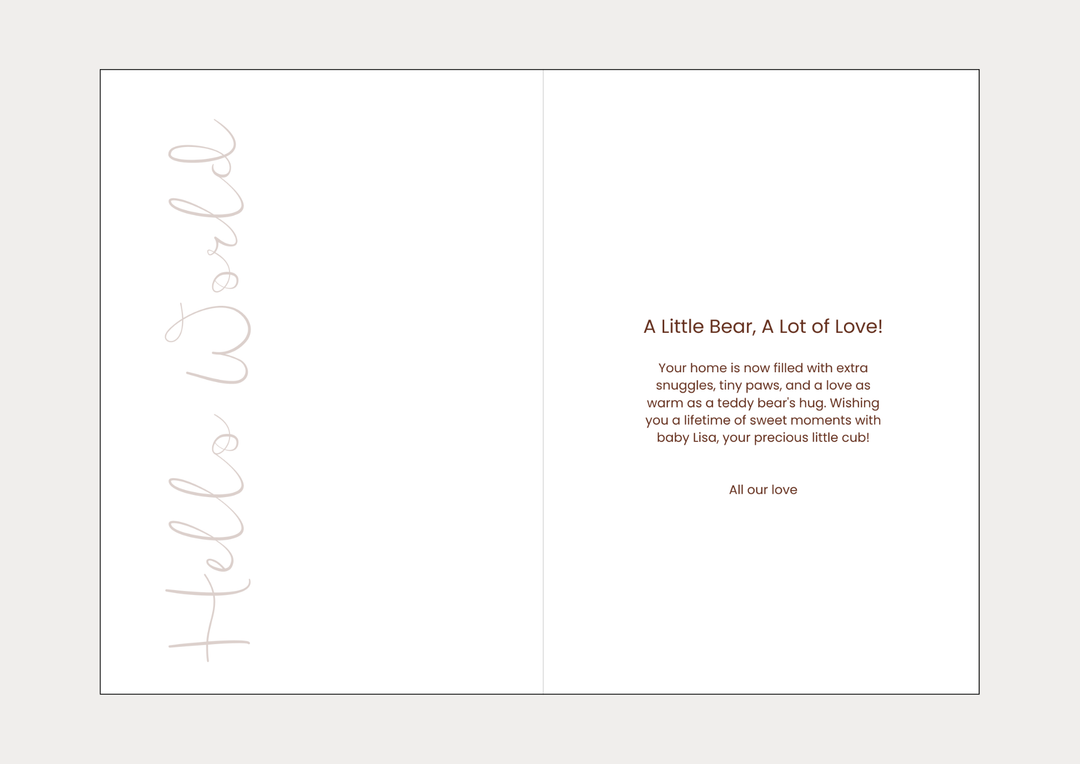 Hello World – Bear Edition Congratulations Card | Celebratory Cards by  – ["Celebratory Card","Hello World","New Arrival","Personalised"] from BabyStuff.com.mt