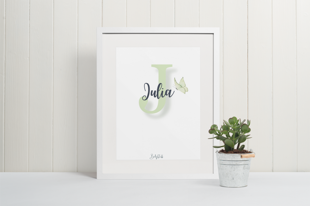 Signature "Joshico Butterfly" A3 Print | A3 Nursery & Bedroom Prints by  – ["Personalised","Prints"] from BabyStuff.com.mt