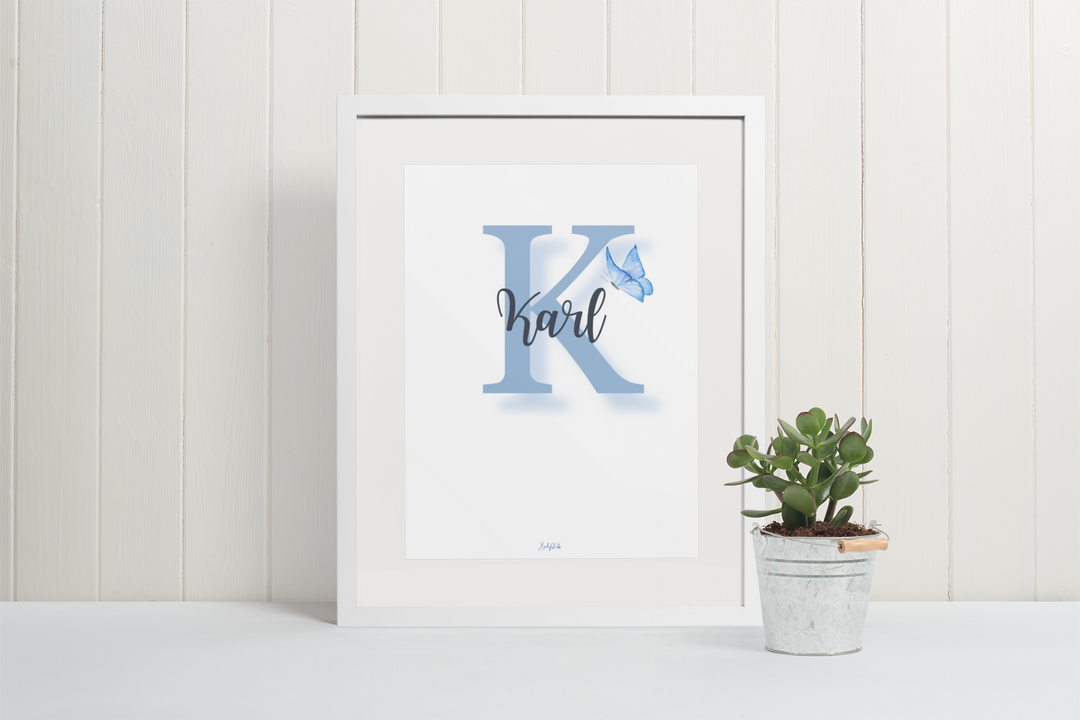 Signature "Joshico Butterfly" A3 Print | A3 Nursery & Bedroom Prints by  – ["Personalised","Prints"] from BabyStuff.com.mt