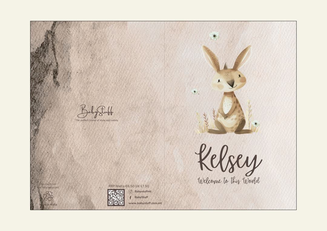 Signature Rabbit Personalised Congratulations Card | Celebratory Cards by  – ["Celebratory Card","Hello World","New Arrival","Personalised"] from BabyStuff.com.mt
