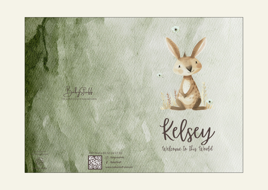 Signature Rabbit Personalised Congratulations Card | Celebratory Cards by  – ["Celebratory Card","Hello World","New Arrival","Personalised"] from BabyStuff.com.mt