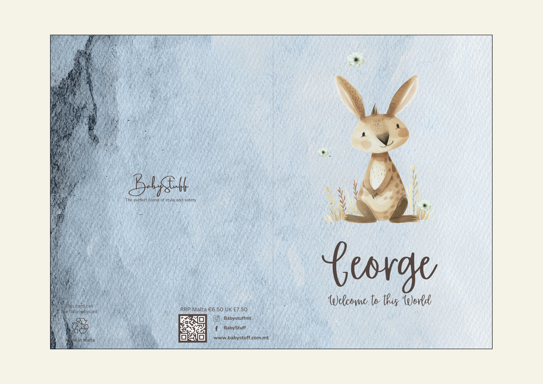 Signature Rabbit Personalised Congratulations Card | Celebratory Cards by  – ["Celebratory Card","Hello World","New Arrival","Personalised"] from BabyStuff.com.mt