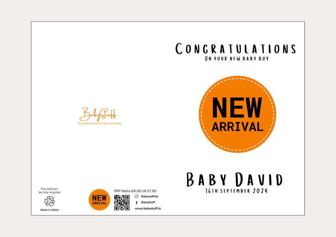 "New Arrival" Personalised Congratulations Card | Celebratory Cards by  – ["Celebratory Card","New Arrival","Personalised"] from BabyStuff.com.mt