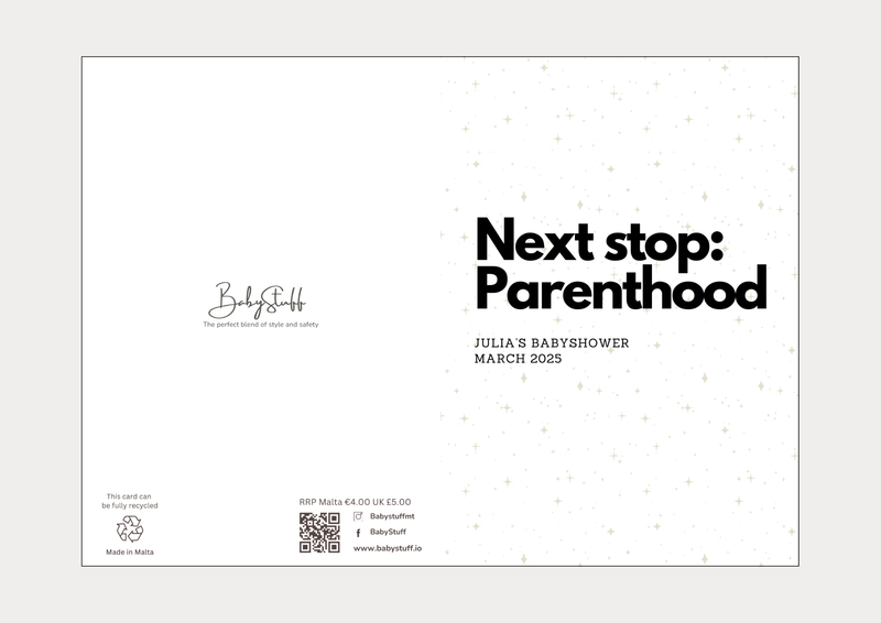 "Next Stop: Parenthood" Personalised Baby Shower Card | Celebratory Cards by  – ["Baby Shower","Baby Shower Card","Personalised"] from BabyStuff.com.mt
