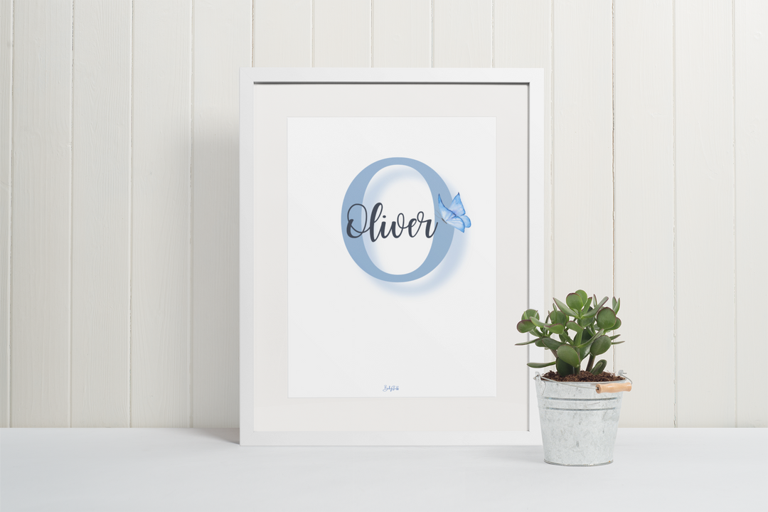Signature "Joshico Butterfly" A3 Print | A3 Nursery & Bedroom Prints by  – ["Personalised","Prints"] from BabyStuff.com.mt