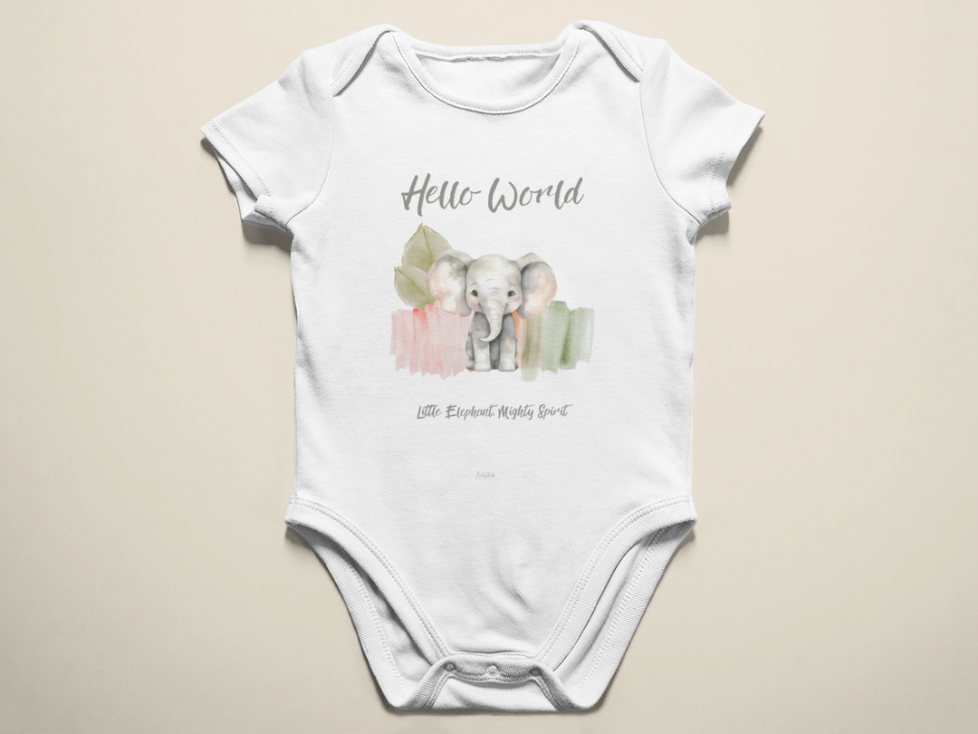 "Hello World” Little Elephant Edition Baby Grow