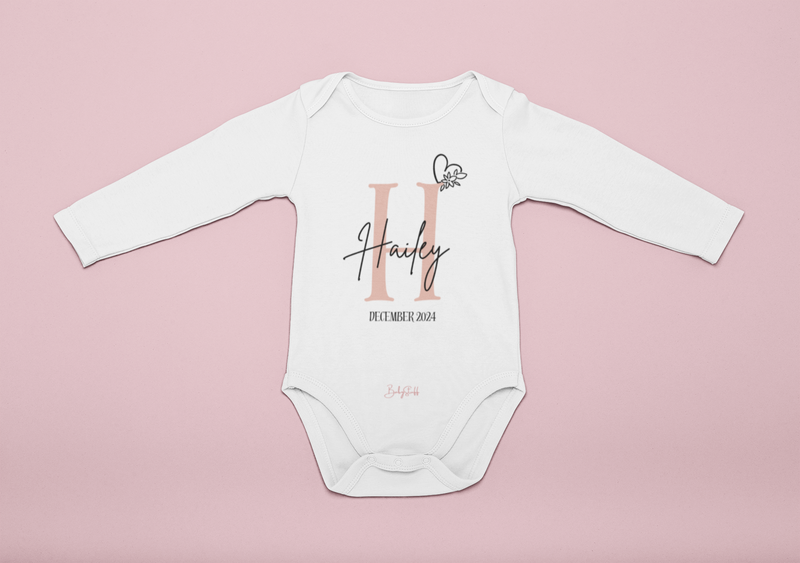 Girls Signature Baby Name Baby Grow | Long Sleeve Baby Grows by  – ["Baby Grow","Birthdate Celebration","Name Me","Personalised"] from BabyStuff.com.mt