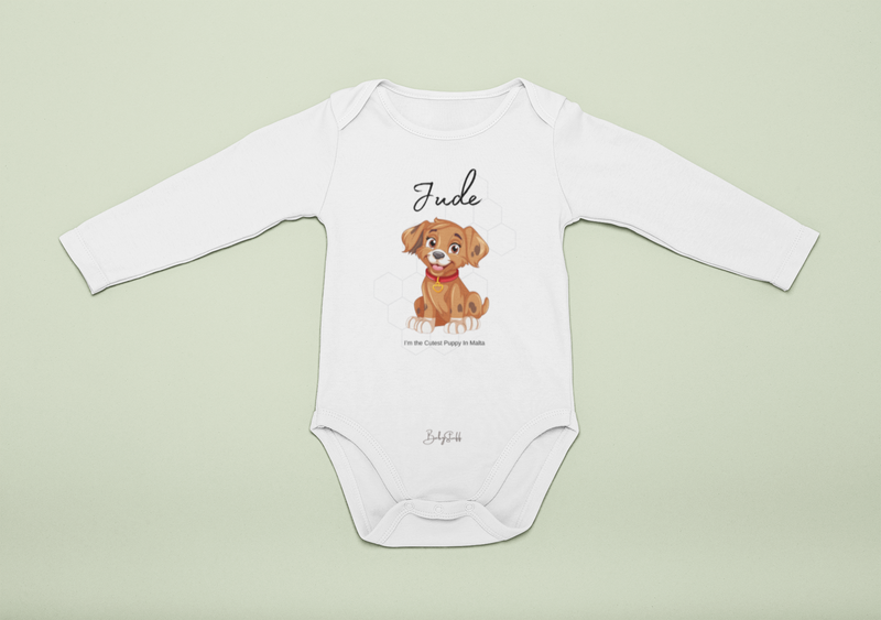 Golden Pup Long Sleeve Baby Grow