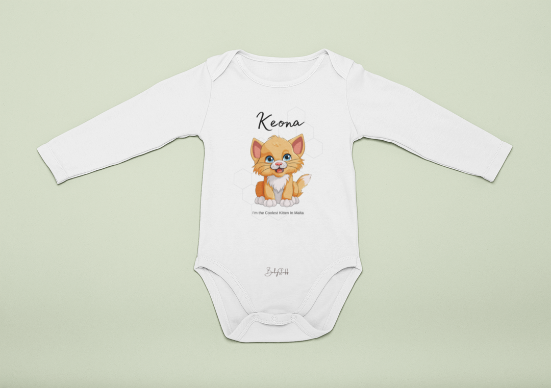 Coolest Kitten in Malta - Ginger Whisker Baby Grow | Long Sleeve Baby Grows by  – ["Baby Grow","Personalised"] from BabyStuff.com.mt