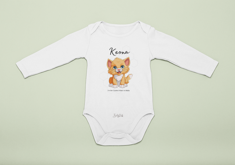 Coolest Kitten in Malta - Ginger Whisker Baby Grow | Long Sleeve Baby Grows by  – ["Baby Grow","Personalised"] from BabyStuff.com.mt
