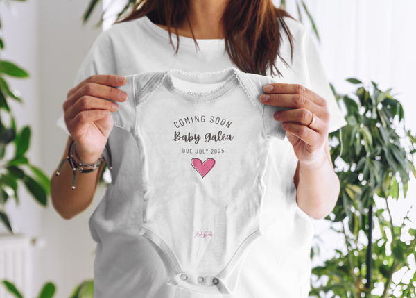 baby outfit with text coming soon