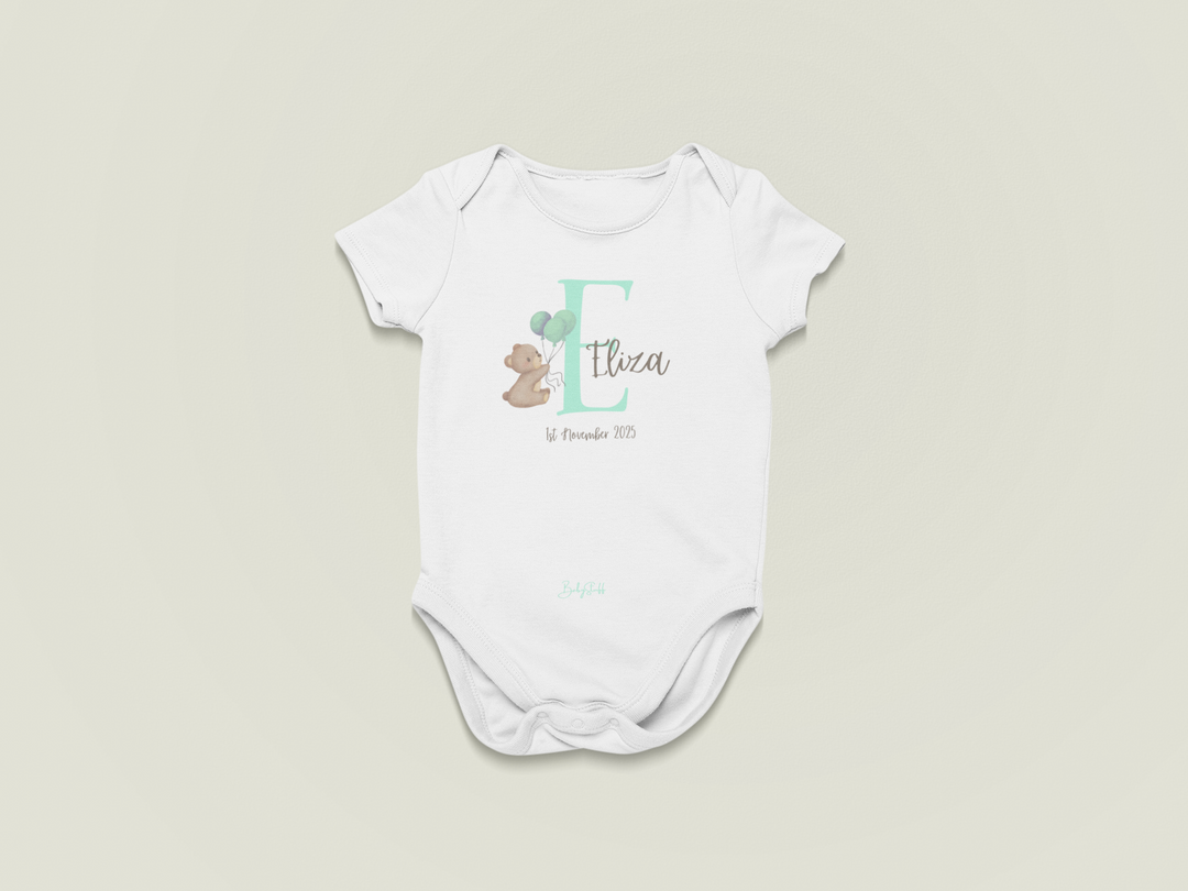 Signature Baby Name Bear Design Baby Grow | Short Sleeve Baby Grows by  – ["Baby Grow","Birthdate Celebration","Name Me","Personalised"] from BabyStuff.com.mt