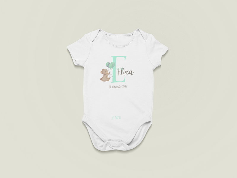 Signature Baby Name Bear Design Baby Grow