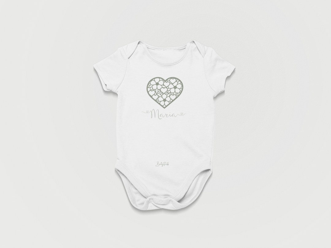 Stenciled Heart Baby Grow