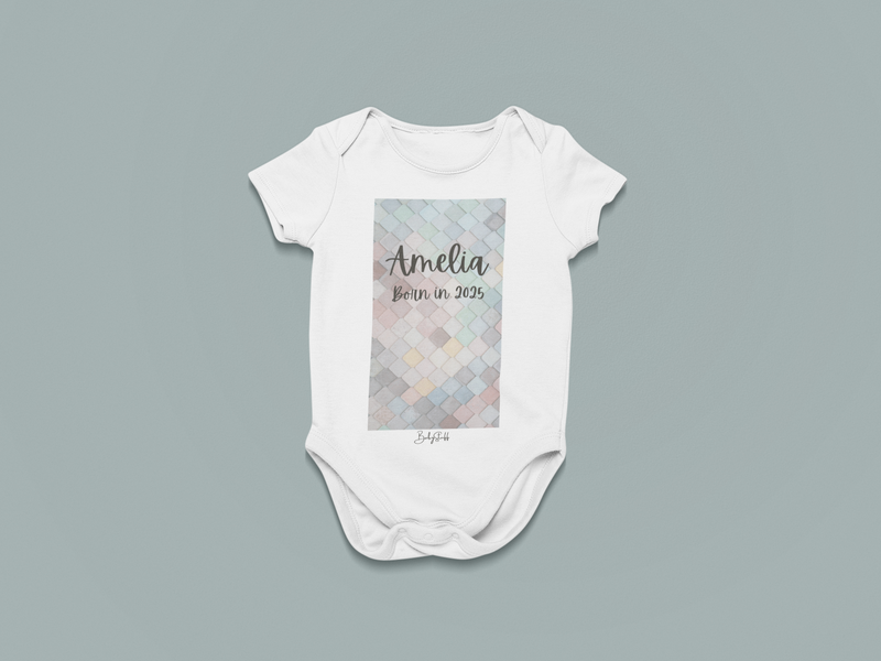 Tiny Tiles Personalised Baby Grow | Short Sleeve Baby Grows by  – ["Baby Grow","Birthdate Celebration","Personalised"] from BabyStuff.com.mt