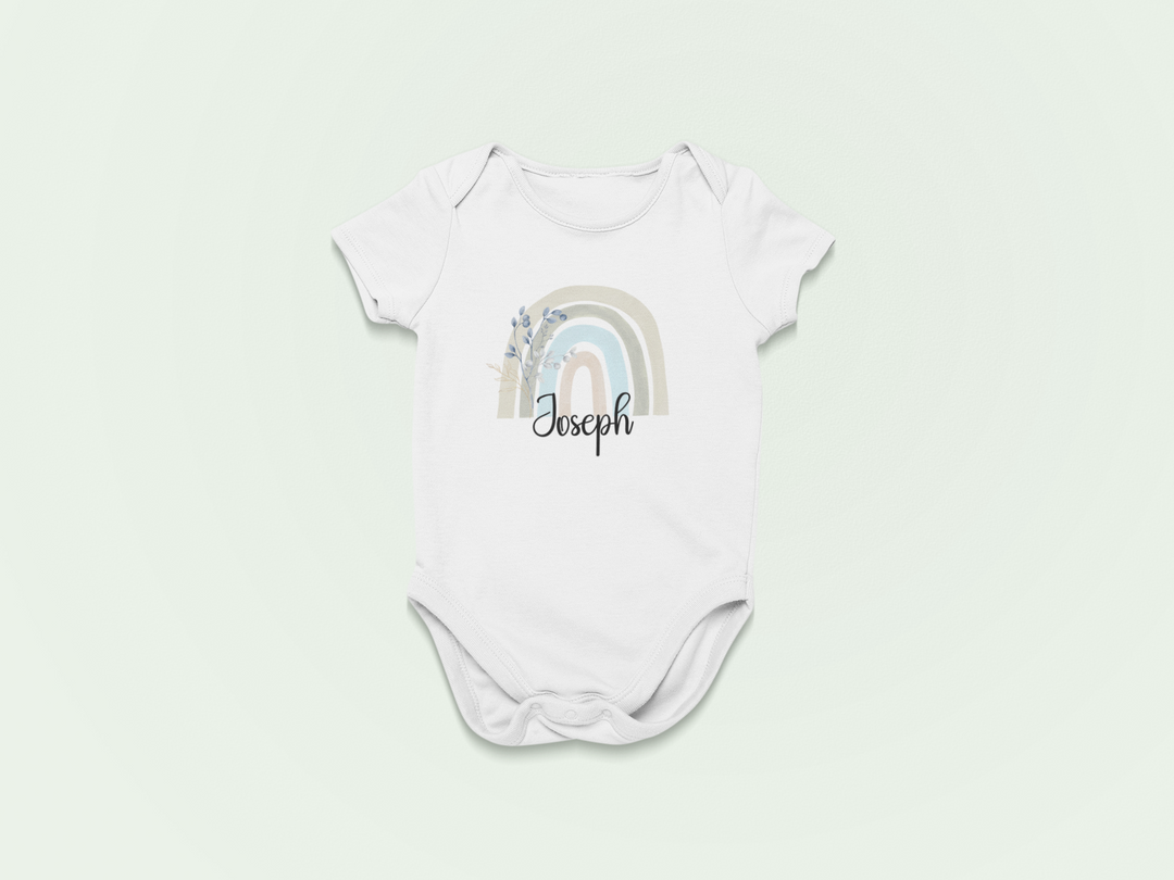 Boho Rainbow Bloom Baby Grow – Personalised Baby grow
