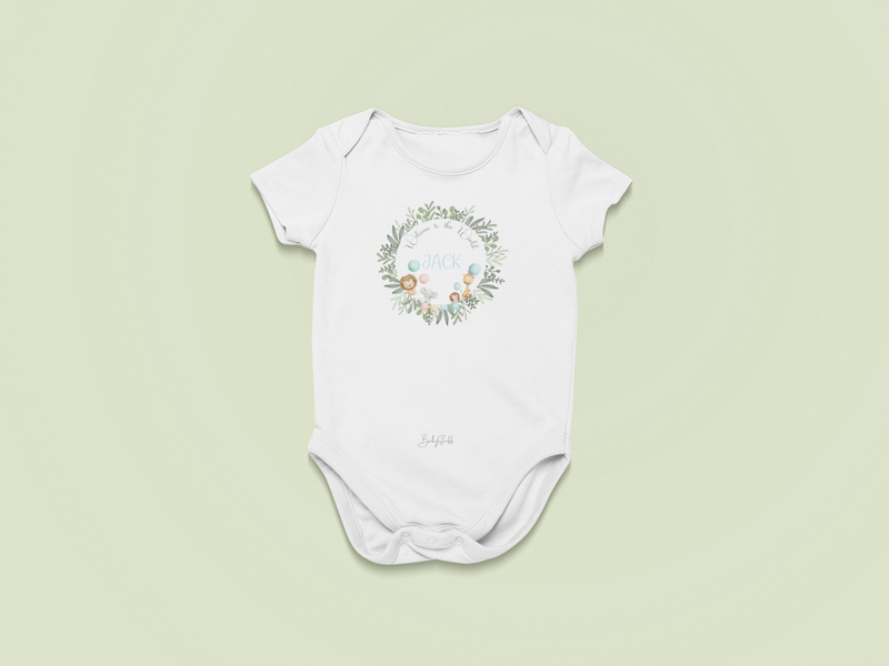 “Welcome to the World” Personalised Baby Grow | Short Sleeve Baby Grows by  – ["Baby Grow","New Arrival","Personalised"] from BabyStuff.com.mt