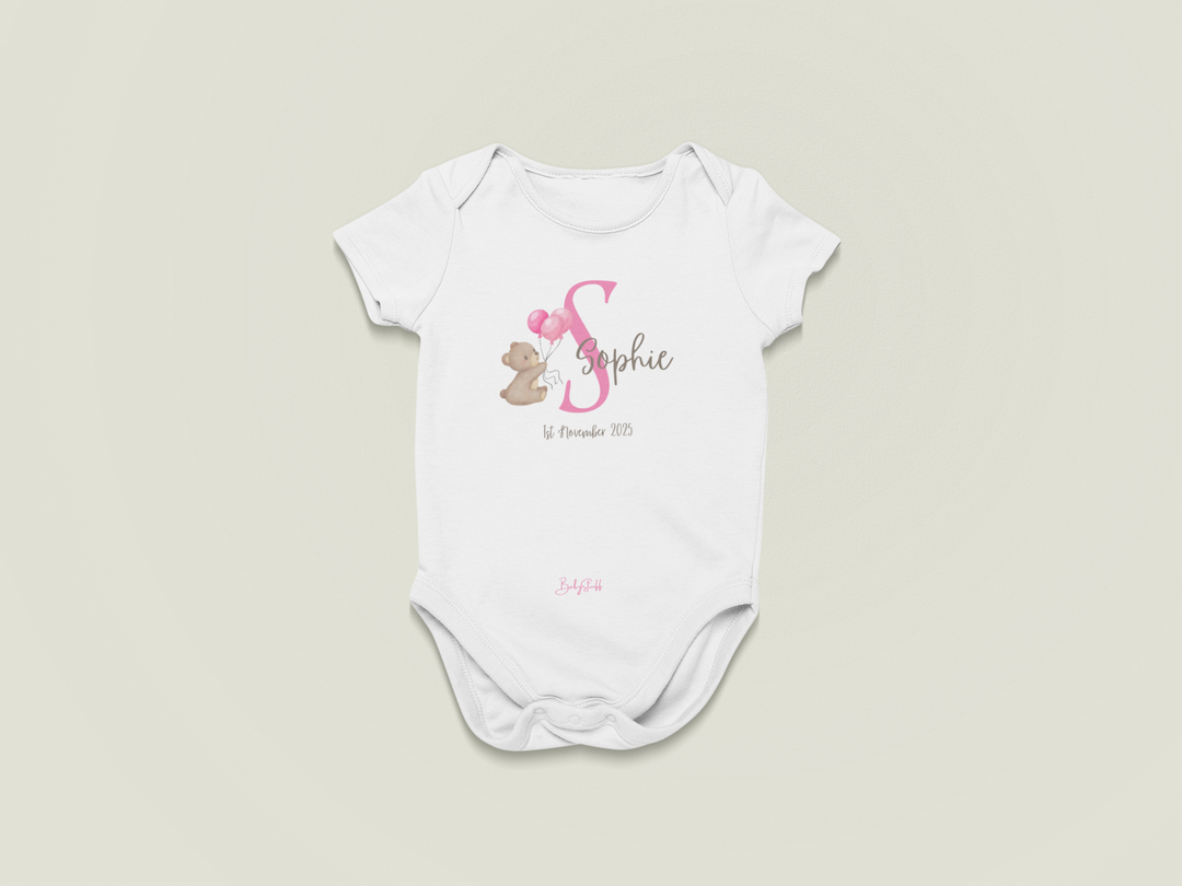Signature Baby Name Bear Design Baby Grow | Short Sleeve Baby Grows by  – ["Baby Grow","Birthdate Celebration","Name Me","Personalised"] from BabyStuff.com.mt
