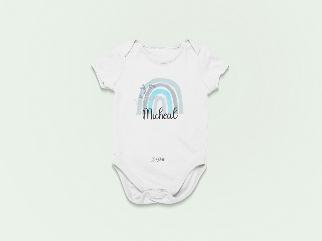 Boho Rainbow Bloom Baby Grow – Personalised Baby grow