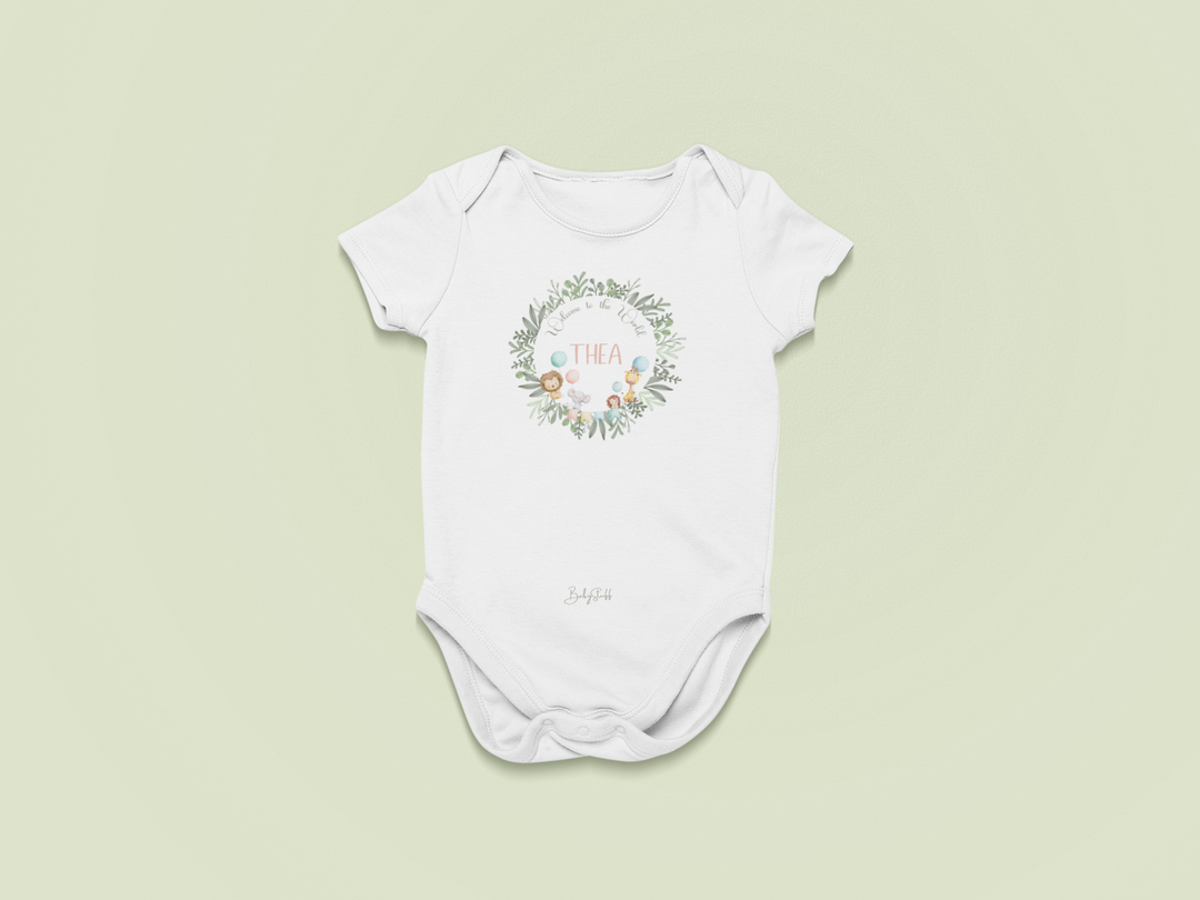 “Welcome to the World” Personalised Baby Grow | Short Sleeve Baby Grows by  – ["Baby Grow","New Arrival","Personalised"] from BabyStuff.com.mt