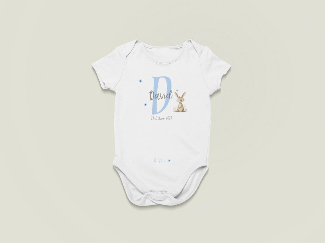 Signature Baby Name Rabbit Design Baby Grow | Short Sleeve Baby Grows by  – ["Baby Grow","Birthdate Celebration","Name Me","Personalised"] from BabyStuff.com.mt