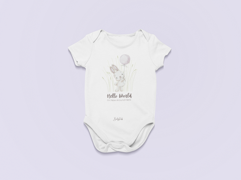 "Hello World” Whisper Rabbit Edition | Short Sleeve Baby Grows by  – ["Baby Grow","Hello World","Not Personalised"] from BabyStuff.com.mt