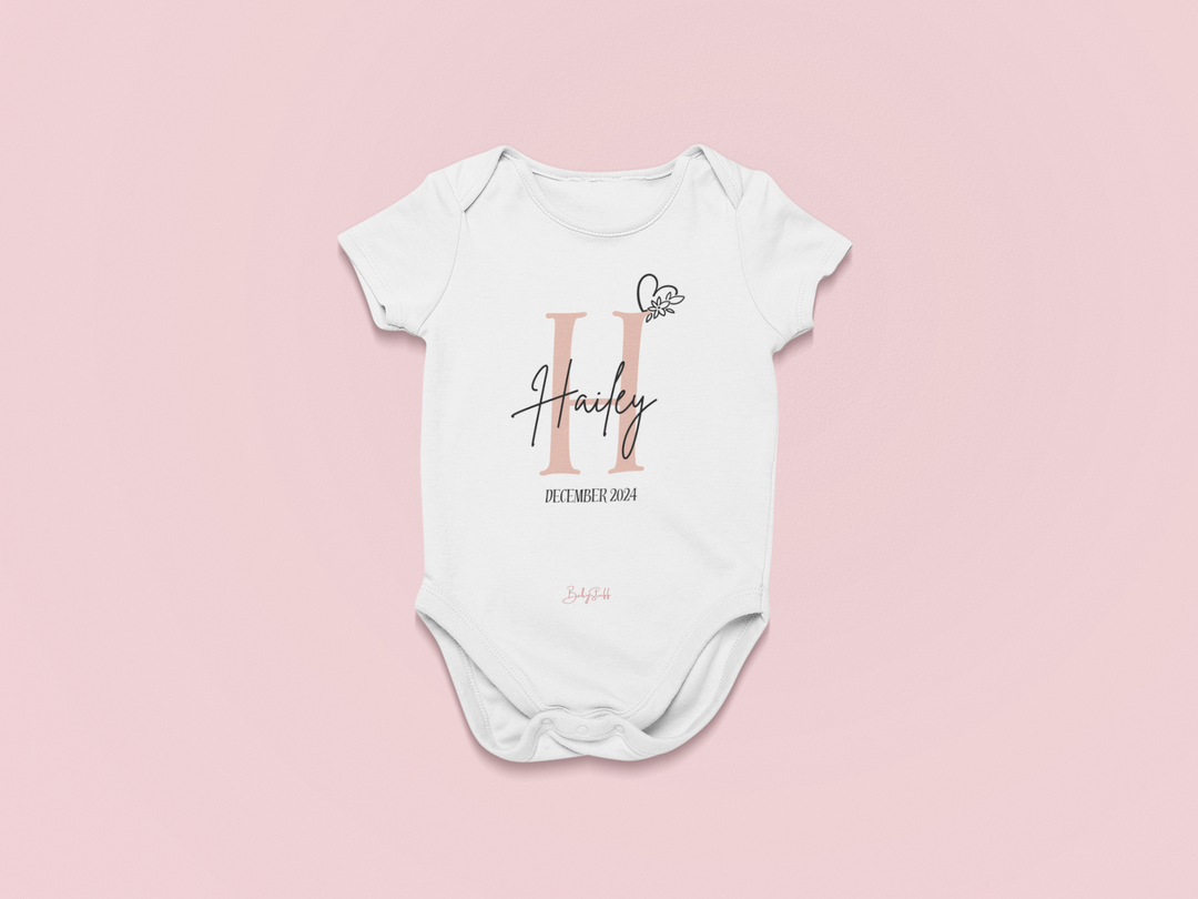 Girls Signature Baby Name Baby Grow | Short Sleeve Baby Grows by  – ["Baby Grow","Birthdate Celebration","Name Me","Personalised"] from BabyStuff.com.mt