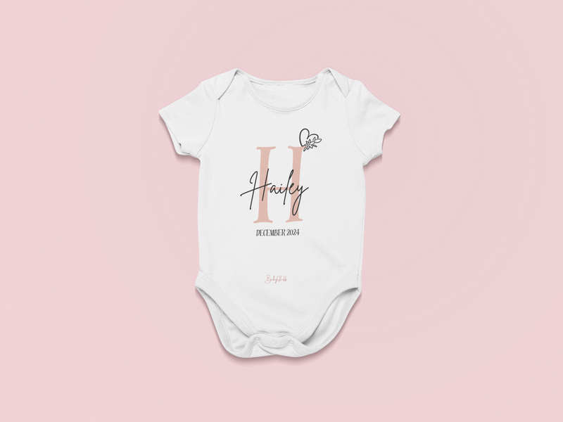 Girls Signature Baby Name Baby Grow | Short Sleeve Baby Grows by  – ["Baby Grow","Birthdate Celebration","Name Me","Personalised"] from BabyStuff.com.mt