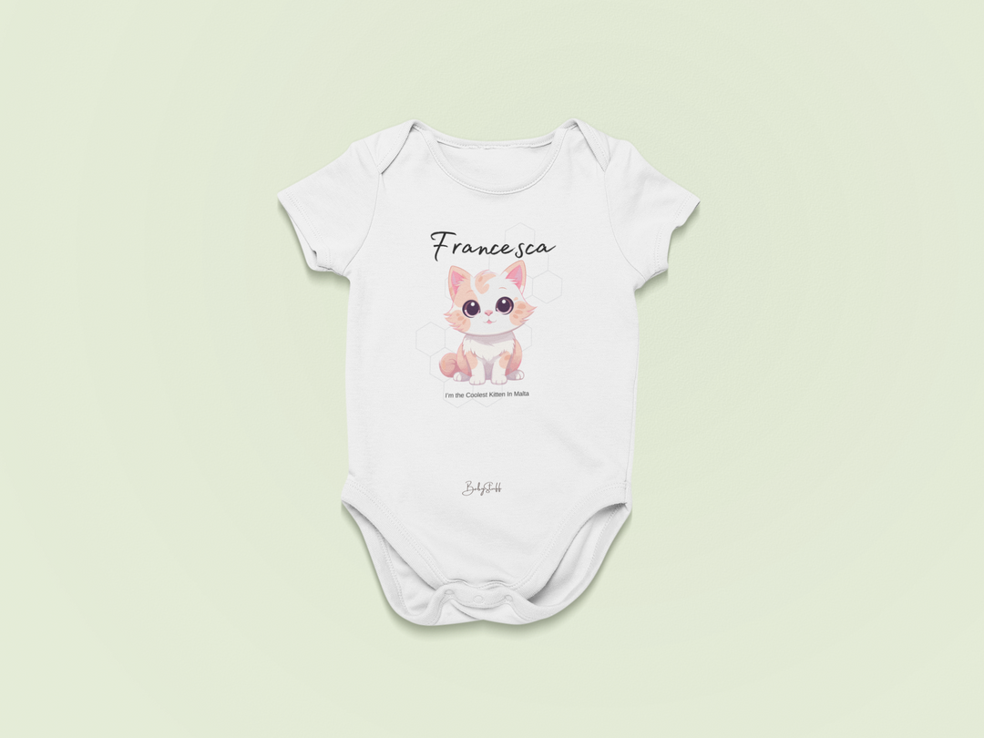 Coolest Kitten in Malta - Elegant Fluff Baby Grow | Short Sleeve Baby Grows by  – ["Baby Grow","Personalised"] from BabyStuff.com.mt