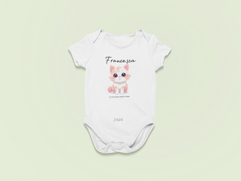 Coolest Kitten in Malta - Elegant Fluff Baby Grow | Short Sleeve Baby Grows by  – ["Baby Grow","Personalised"] from BabyStuff.com.mt