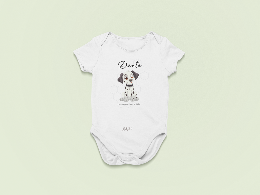 "Dante: I'm the Cutest Puppy in Malta" Short Sleeve Baby Grow