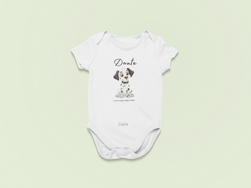 "Dante: I'm the Cutest Puppy in Malta" Short Sleeve Baby Grow