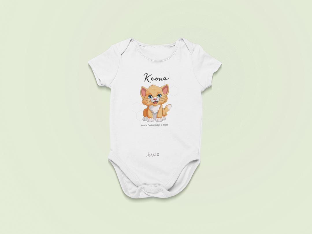 Coolest Kitten in Malta - Ginger Whisker Baby Grow | Short Sleeve Baby Grows by  – ["Baby Grow","Personalised"] from BabyStuff.com.mt