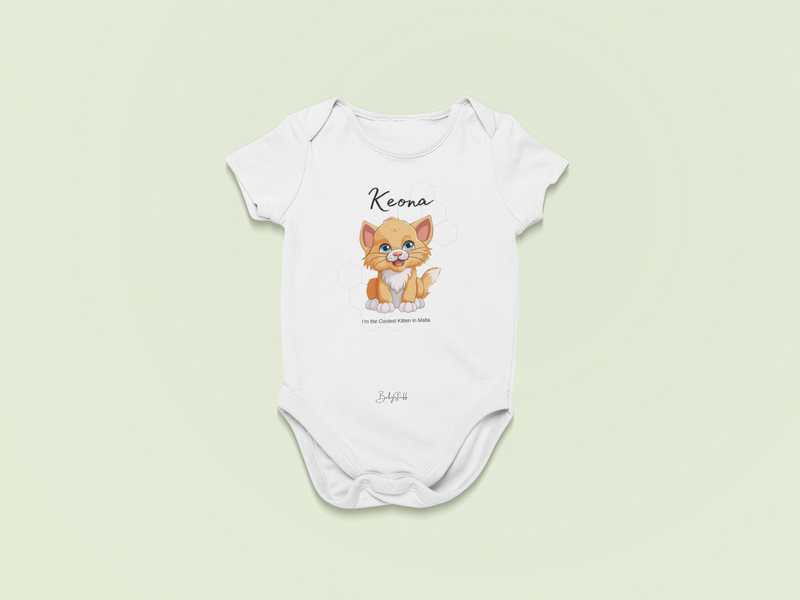 Coolest Kitten in Malta - Ginger Whisker Baby Grow | Short Sleeve Baby Grows by  – ["Baby Grow","Personalised"] from BabyStuff.com.mt
