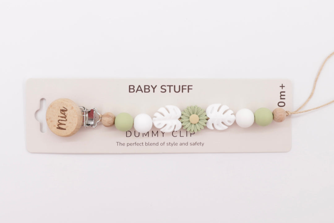 Botanical Daisy Personalised Pacifier Clip – Baby Girl Dummy Holder