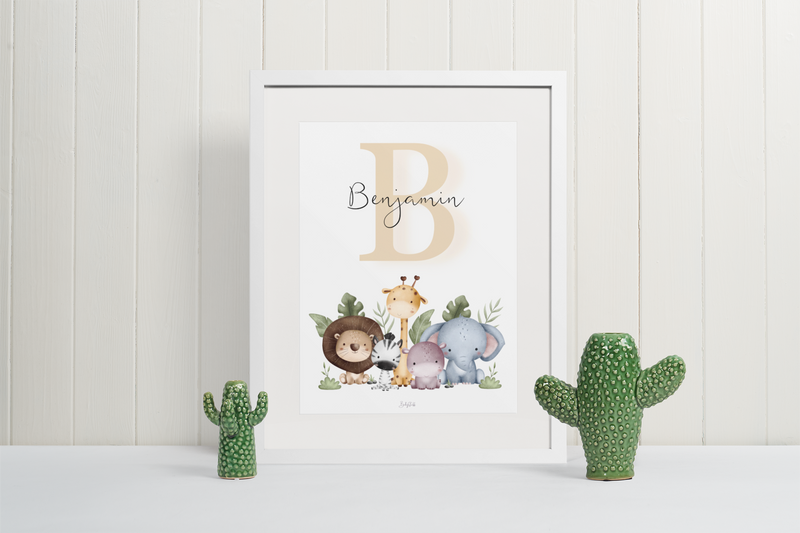 Animal Bunch "Featherly" A3 Print | A3 Nursery & Bedroom Prints by  – ["Personalised","Prints"] from BabyStuff.com.mt
